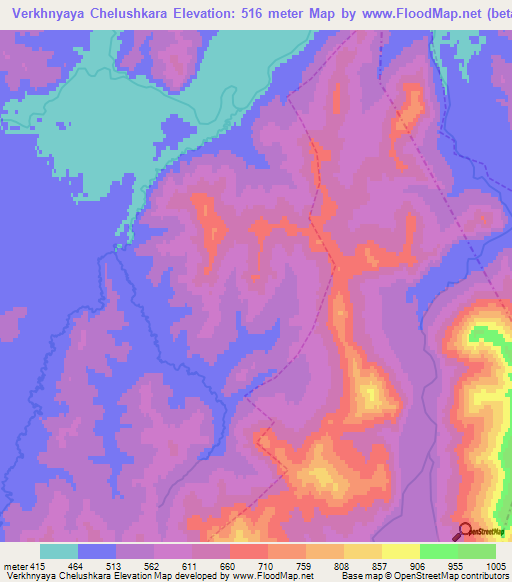 Verkhnyaya Chelushkara,Russia Elevation Map