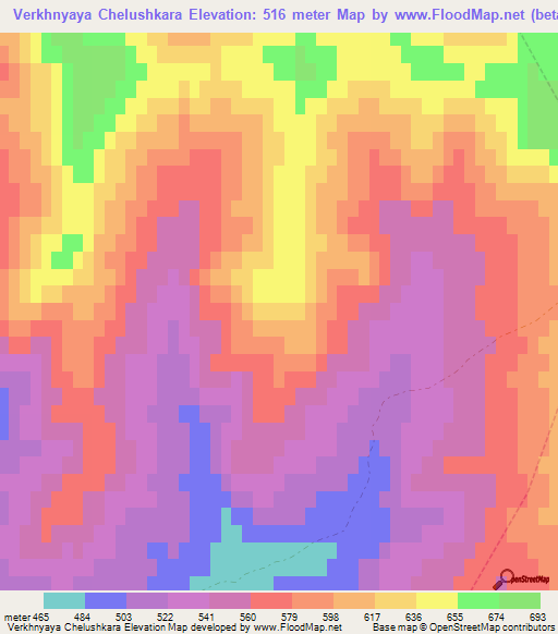 Verkhnyaya Chelushkara,Russia Elevation Map