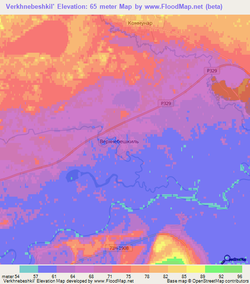 Verkhnebeshkil',Russia Elevation Map