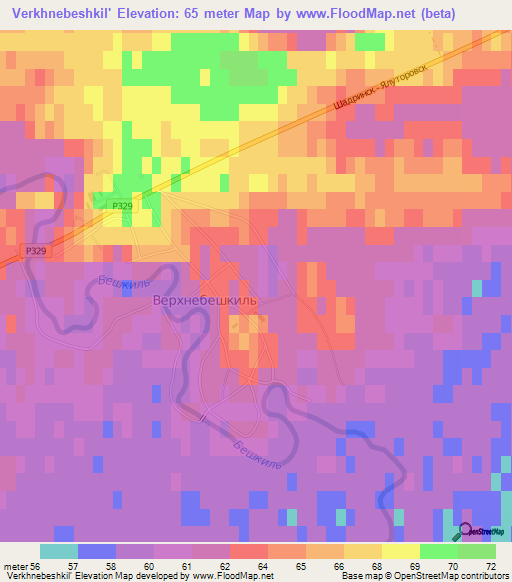 Verkhnebeshkil',Russia Elevation Map
