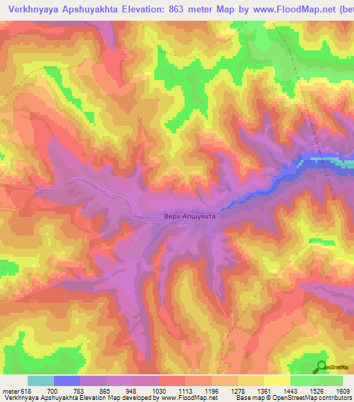 Verkhnyaya Apshuyakhta,Russia Elevation Map