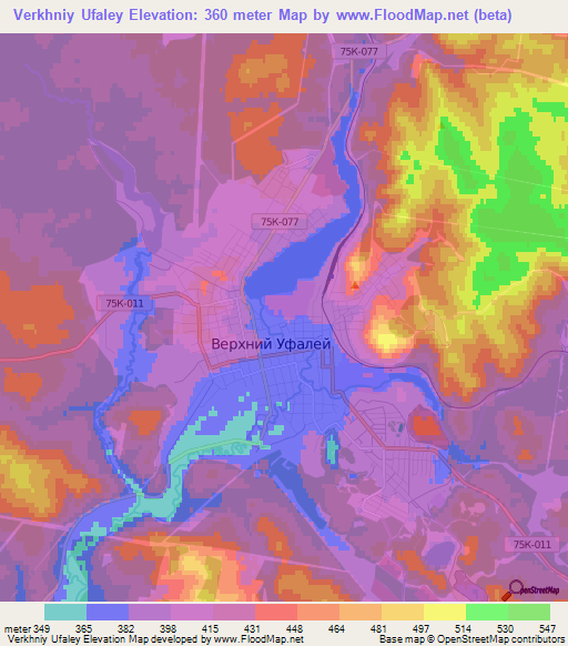 Verkhniy Ufaley,Russia Elevation Map