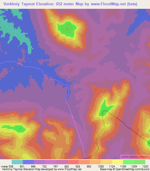 Verkhniy Taymet,Russia Elevation Map