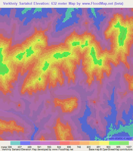 Verkhniy Sartakol,Russia Elevation Map