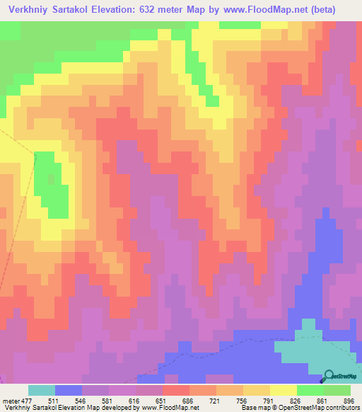 Verkhniy Sartakol,Russia Elevation Map