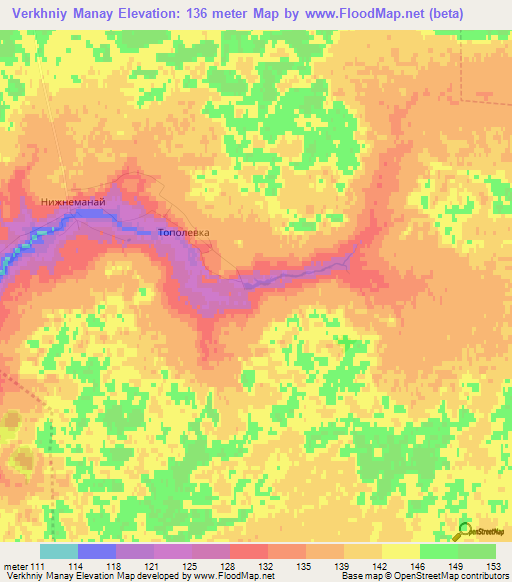 Verkhniy Manay,Russia Elevation Map