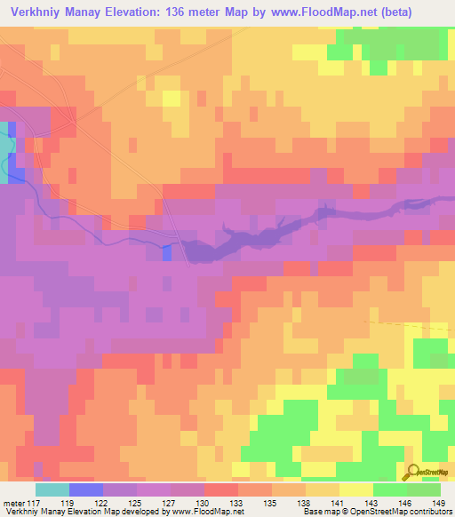 Verkhniy Manay,Russia Elevation Map