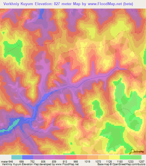 Verkhniy Kuyum,Russia Elevation Map