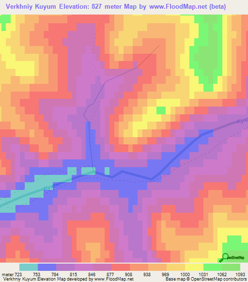 Verkhniy Kuyum,Russia Elevation Map