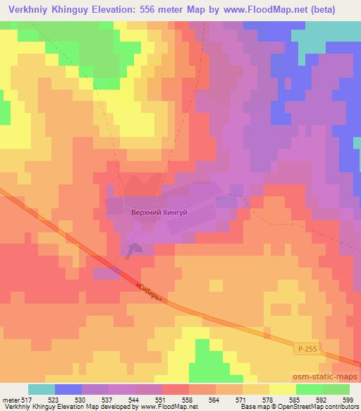 Verkhniy Khinguy,Russia Elevation Map