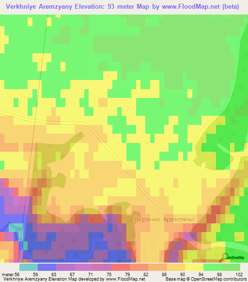 Verkhniye Aremzyany,Russia Elevation Map