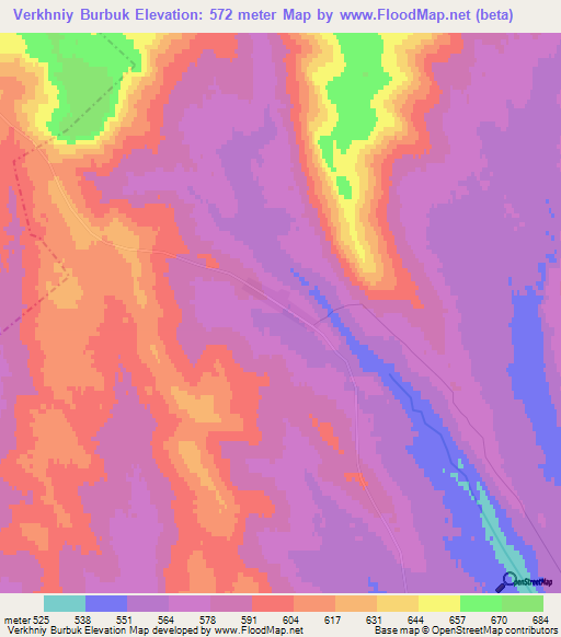 Verkhniy Burbuk,Russia Elevation Map