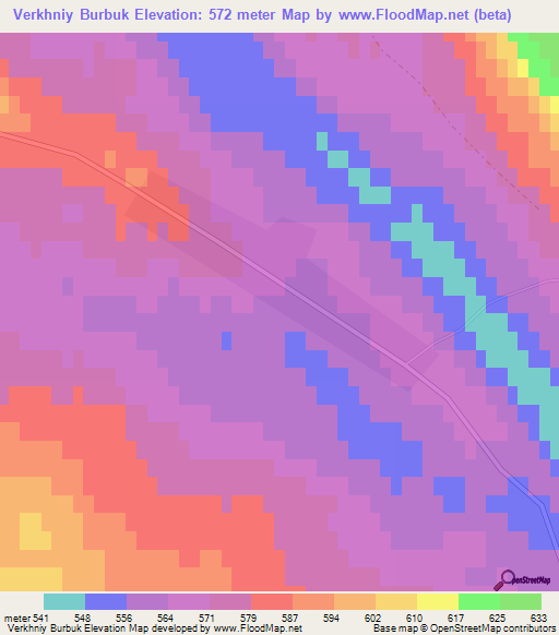 Verkhniy Burbuk,Russia Elevation Map