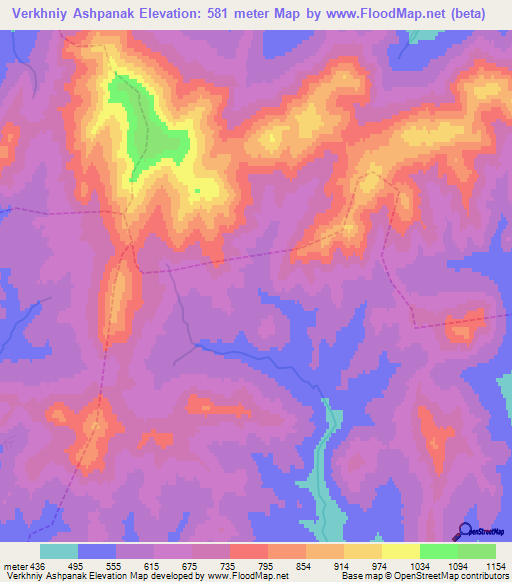 Verkhniy Ashpanak,Russia Elevation Map