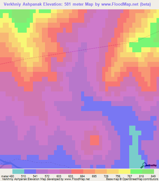 Verkhniy Ashpanak,Russia Elevation Map