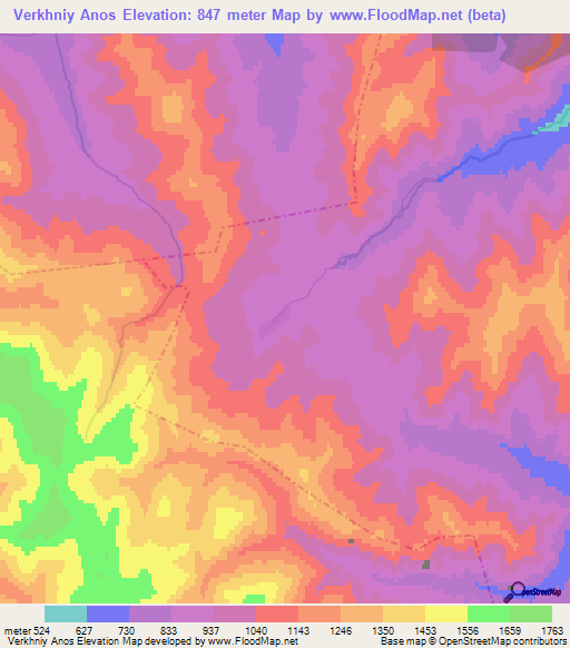 Verkhniy Anos,Russia Elevation Map