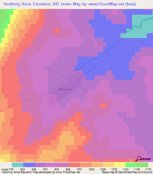 Verkhniy Anos,Russia Elevation Map