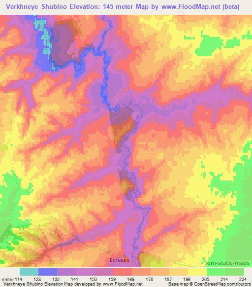 Verkhneye Shubino,Russia Elevation Map