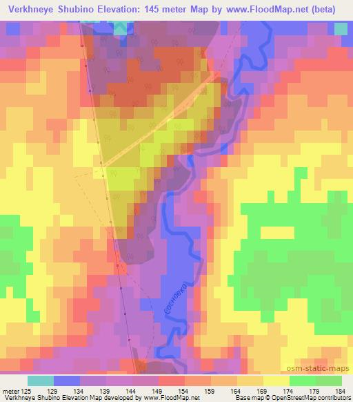 Verkhneye Shubino,Russia Elevation Map