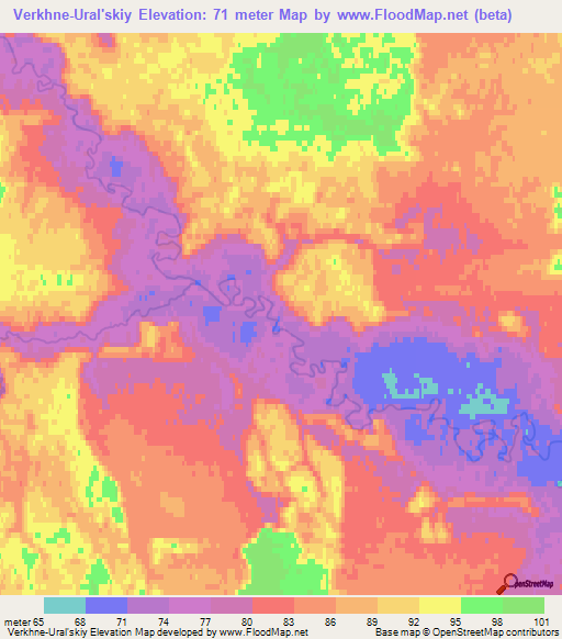 Verkhne-Ural'skiy,Russia Elevation Map