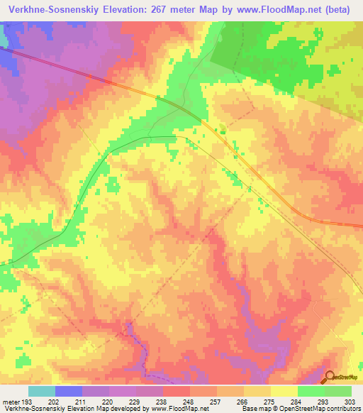 Verkhne-Sosnenskiy,Russia Elevation Map