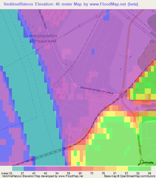 Verkhnefilatovo,Russia Elevation Map