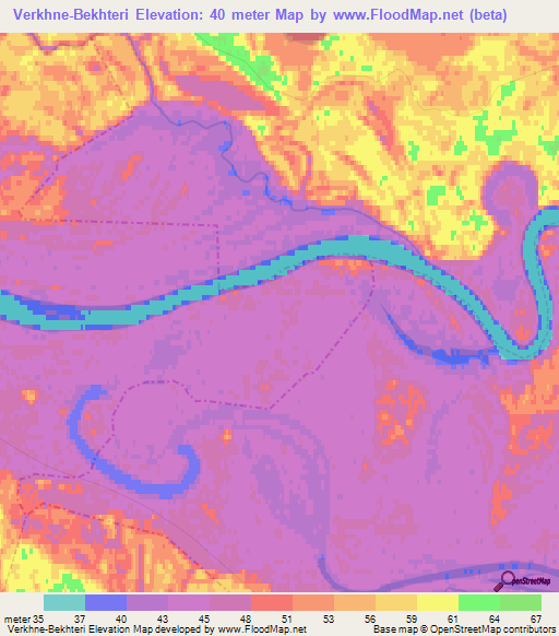 Verkhne-Bekhteri,Russia Elevation Map