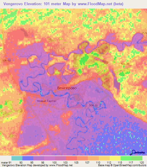 Vengerovo,Russia Elevation Map