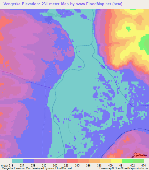 Vengerka,Russia Elevation Map