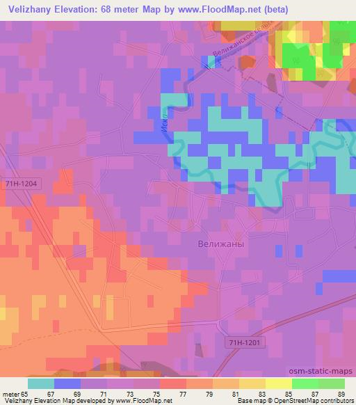 Velizhany,Russia Elevation Map