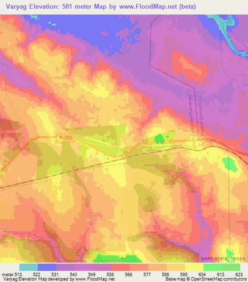 Varyag,Russia Elevation Map