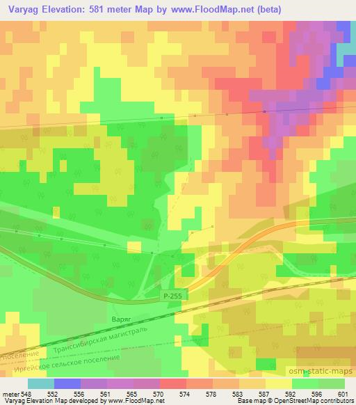 Varyag,Russia Elevation Map