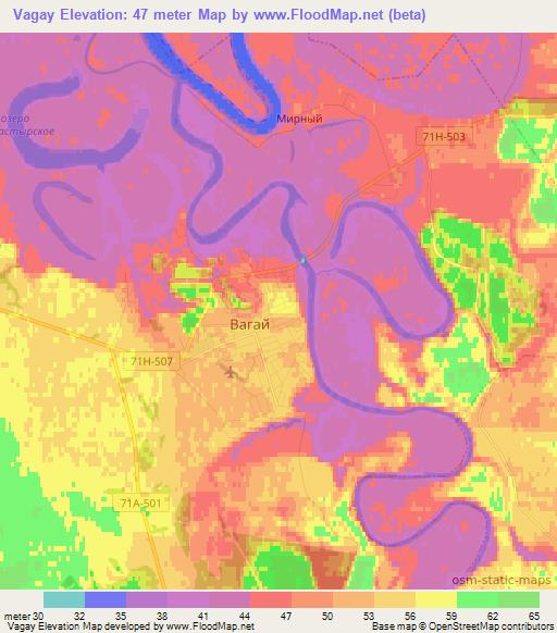 Vagay,Russia Elevation Map