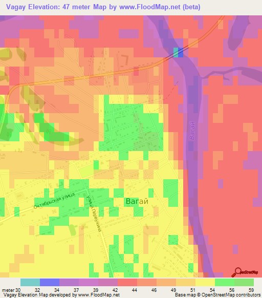 Vagay,Russia Elevation Map