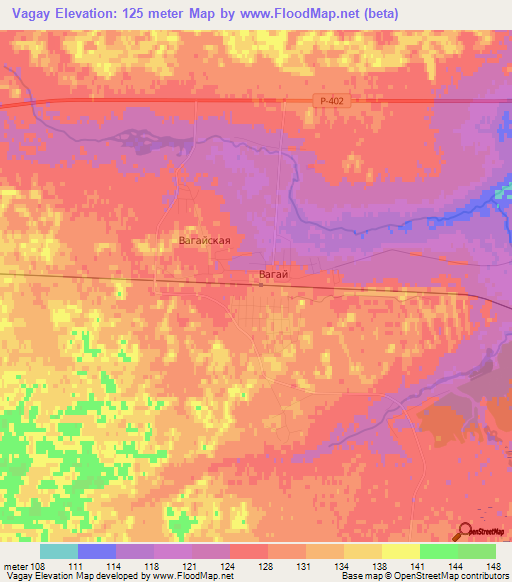 Vagay,Russia Elevation Map