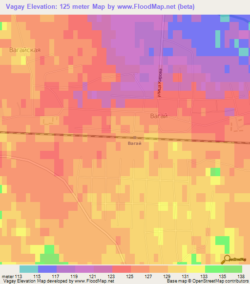 Vagay,Russia Elevation Map