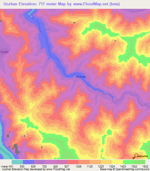 Uozhan,Russia Elevation Map