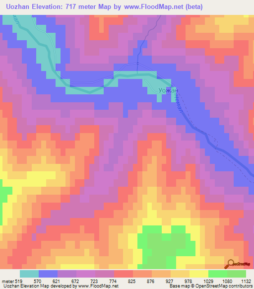 Uozhan,Russia Elevation Map