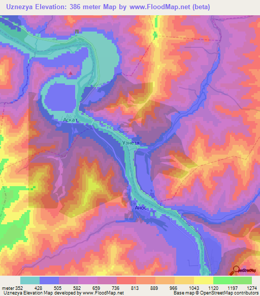 Uznezya,Russia Elevation Map