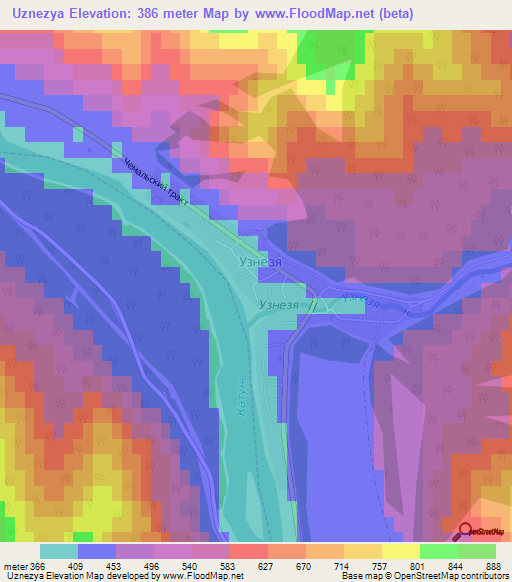 Uznezya,Russia Elevation Map