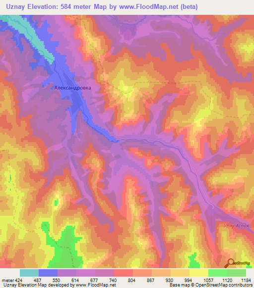 Uznay,Russia Elevation Map