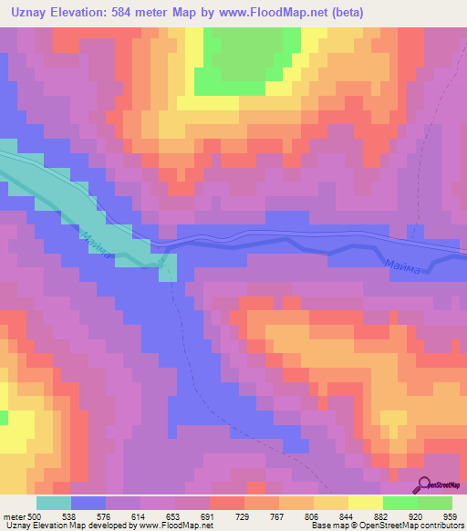 Uznay,Russia Elevation Map