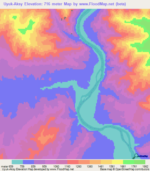 Uyuk-Aksy,Russia Elevation Map