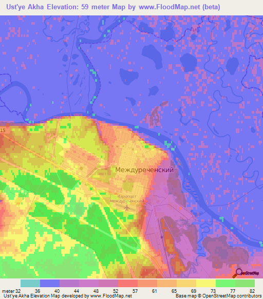 Ust'ye Akha,Russia Elevation Map