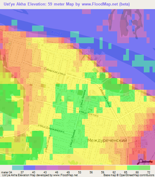 Ust'ye Akha,Russia Elevation Map