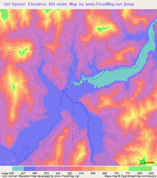 Ust'-Uymen',Russia Elevation Map