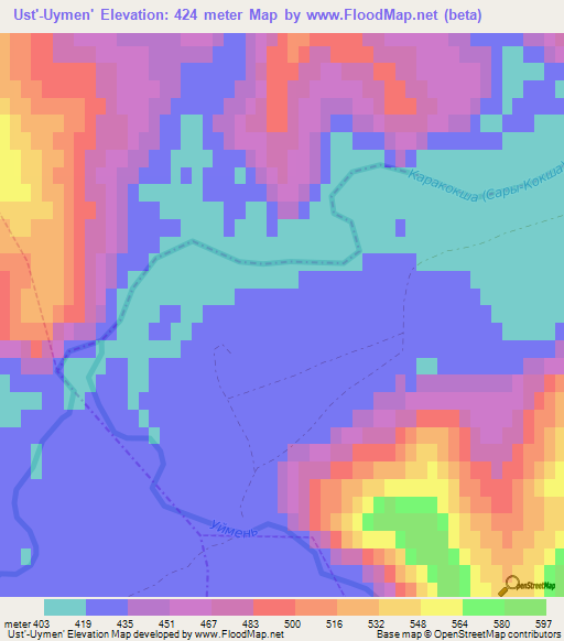 Ust'-Uymen',Russia Elevation Map