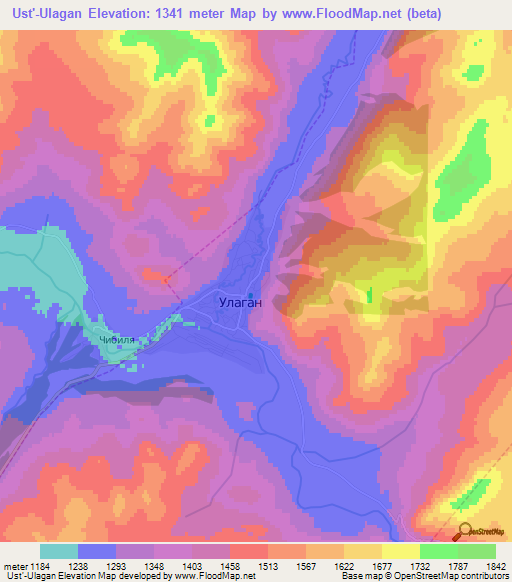 Ust'-Ulagan,Russia Elevation Map