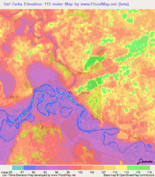 Ust'-Tarka,Russia Elevation Map