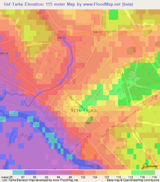 Ust'-Tarka,Russia Elevation Map